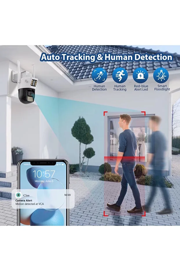 Ventus ICSee 223 6MP Dual Lens 355° Görüş Hareketli   Gece Görüş Sesli Görüşme Akıllı Kamera Çakarlı Alarm